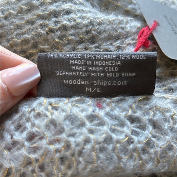 Wooden Ships Asymmetrical Sweater Lace Pullover Dawn Gold Sz M/L NEW - Picture 8 of 10